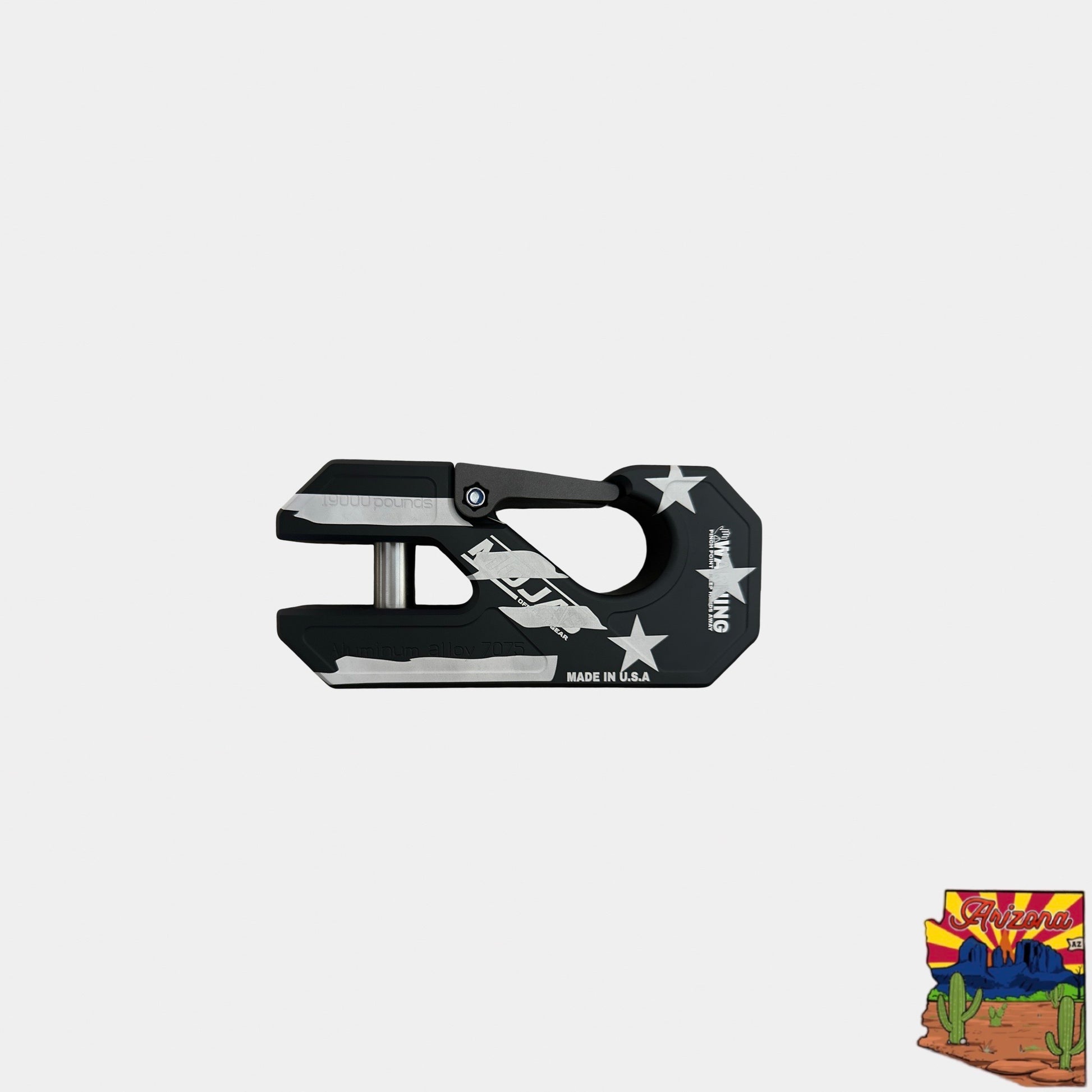 American Flag Black Edition - Aluminum Winch shackle, closed latch