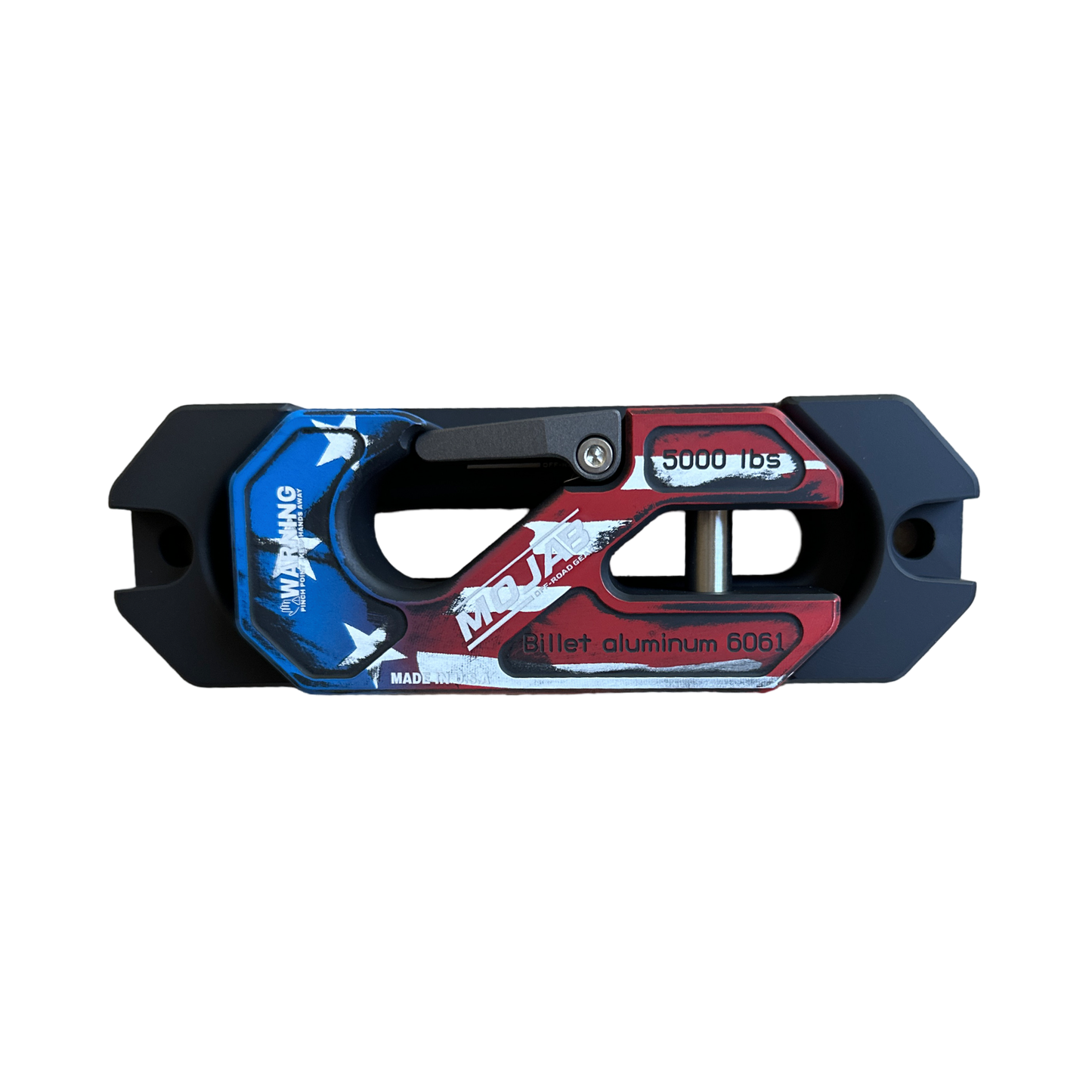 American Flag Side By Side / UTV Aluminum Recessed Winch Shackle with Fairlead Kit, closed latch (LIFE TIME WARRANTY*)