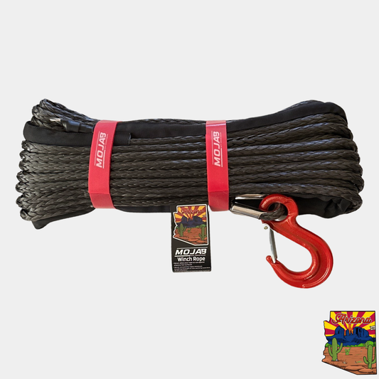 3/8'' x 85' Synthetic Winch Rope with forged winch hook.