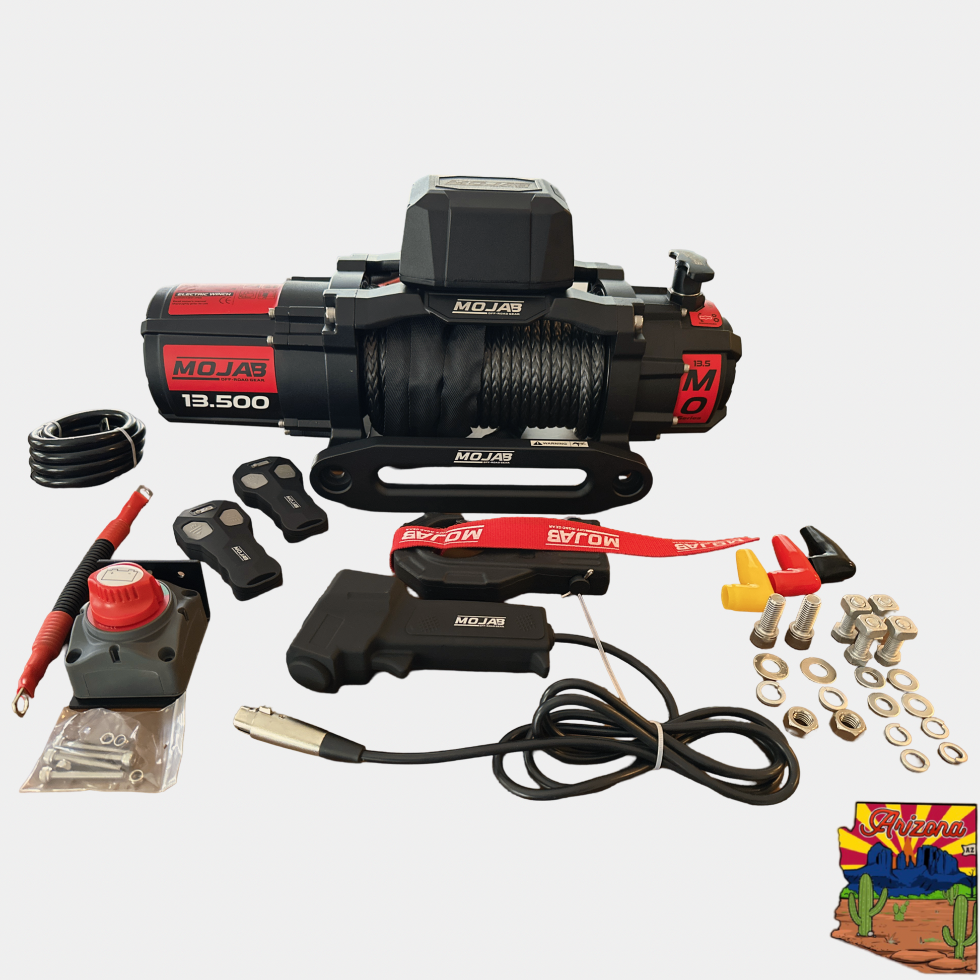 Powerful 13,500 lb electric winch with synthetic rope, wireless controls, IP68 waterproof, ultra-quiet. Ideal for Jeep, Toyota, Bronco, UTV, and off-road recovery.