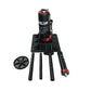 Black and red hydraulic jack with adjustable legs on a white background for Off-road