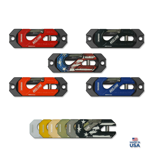 Side By Side / UTV Aluminum Recessed Winch Shackle with Fairlead Kit, closed latch (LIFE TIME WARRANTY*)