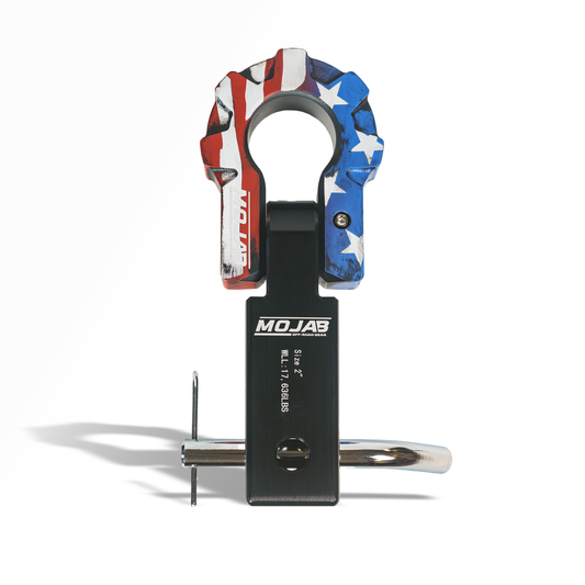 American Flag 2" Aluminum Hitch Receiver with Aluminum  9T D-Shackle – (Lifetime Warranty) Expected delivery W/C May 25th