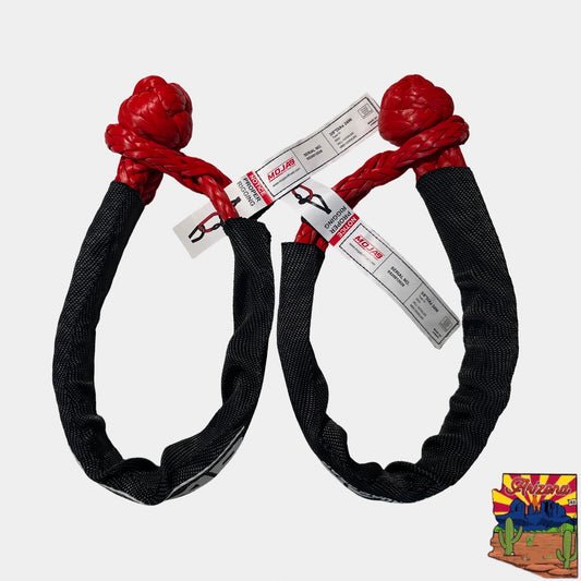 Pair of Red and Black Soft Shackle 3/8'' x 22”  for Off-road recovery for Jepp overland , toyota.